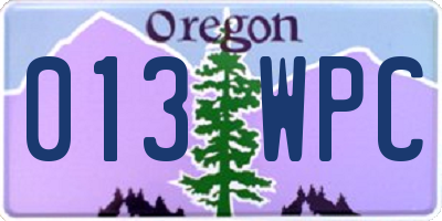 OR license plate 013WPC