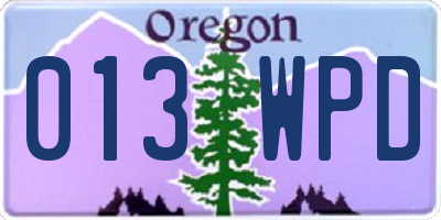 OR license plate 013WPD