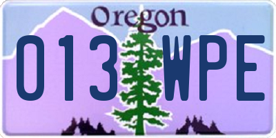 OR license plate 013WPE