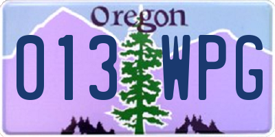 OR license plate 013WPG