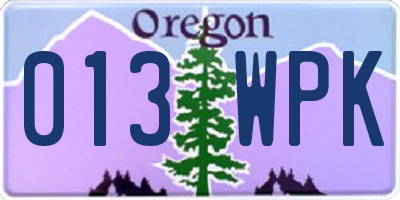 OR license plate 013WPK