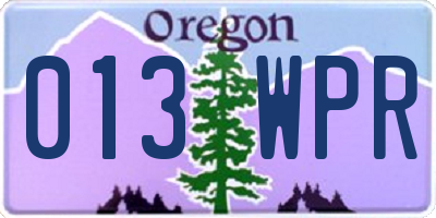 OR license plate 013WPR