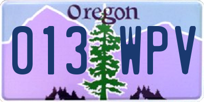 OR license plate 013WPV