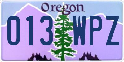 OR license plate 013WPZ