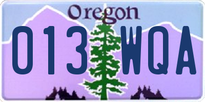 OR license plate 013WQA