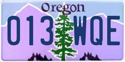 OR license plate 013WQE