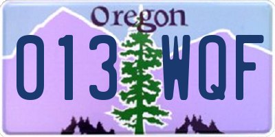 OR license plate 013WQF