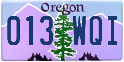 OR license plate 013WQI
