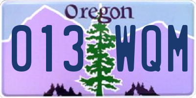 OR license plate 013WQM