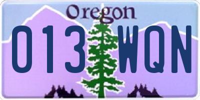 OR license plate 013WQN