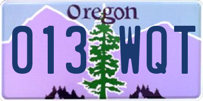 OR license plate 013WQT