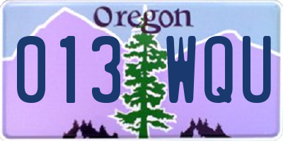 OR license plate 013WQU
