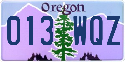 OR license plate 013WQZ