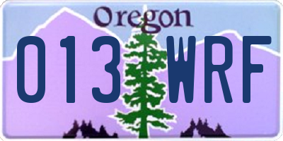 OR license plate 013WRF