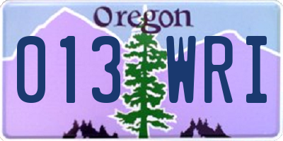 OR license plate 013WRI