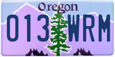 OR license plate 013WRM