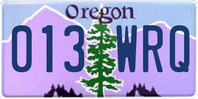 OR license plate 013WRQ