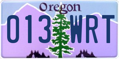 OR license plate 013WRT