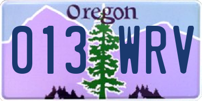 OR license plate 013WRV