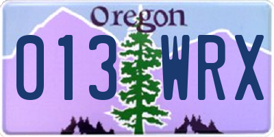 OR license plate 013WRX