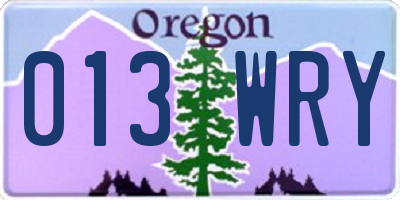 OR license plate 013WRY