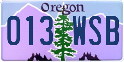 OR license plate 013WSB