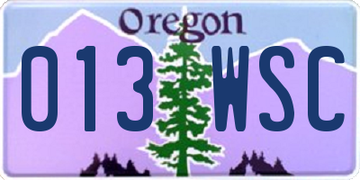 OR license plate 013WSC