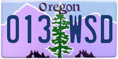 OR license plate 013WSD