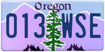 OR license plate 013WSE