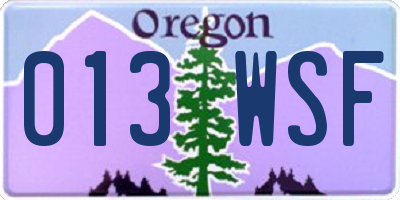 OR license plate 013WSF