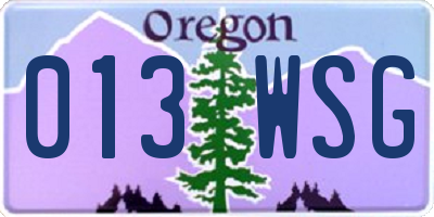OR license plate 013WSG