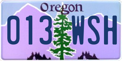OR license plate 013WSH