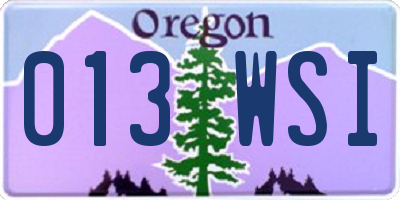 OR license plate 013WSI