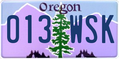 OR license plate 013WSK