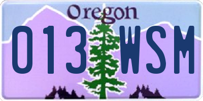 OR license plate 013WSM