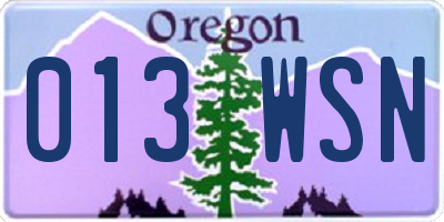 OR license plate 013WSN