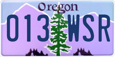 OR license plate 013WSR