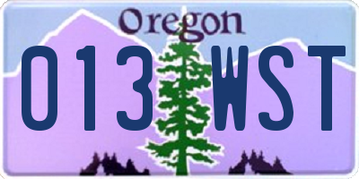 OR license plate 013WST