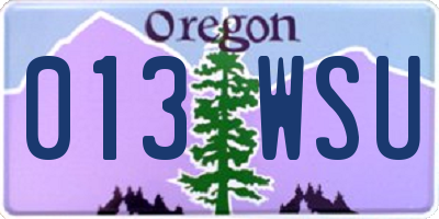 OR license plate 013WSU