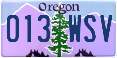 OR license plate 013WSV