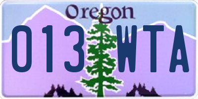 OR license plate 013WTA