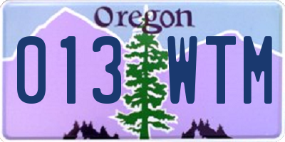 OR license plate 013WTM