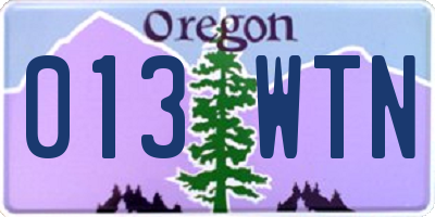 OR license plate 013WTN