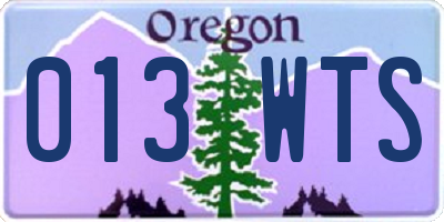 OR license plate 013WTS
