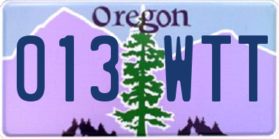 OR license plate 013WTT