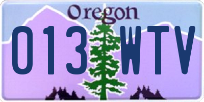 OR license plate 013WTV