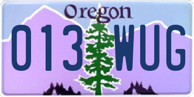 OR license plate 013WUG