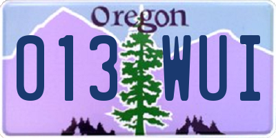 OR license plate 013WUI