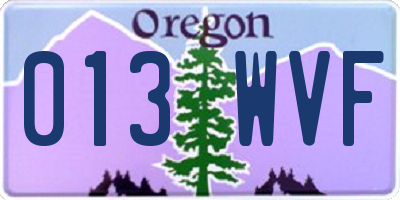 OR license plate 013WVF