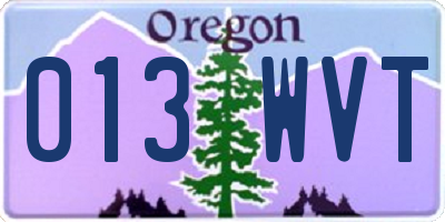 OR license plate 013WVT